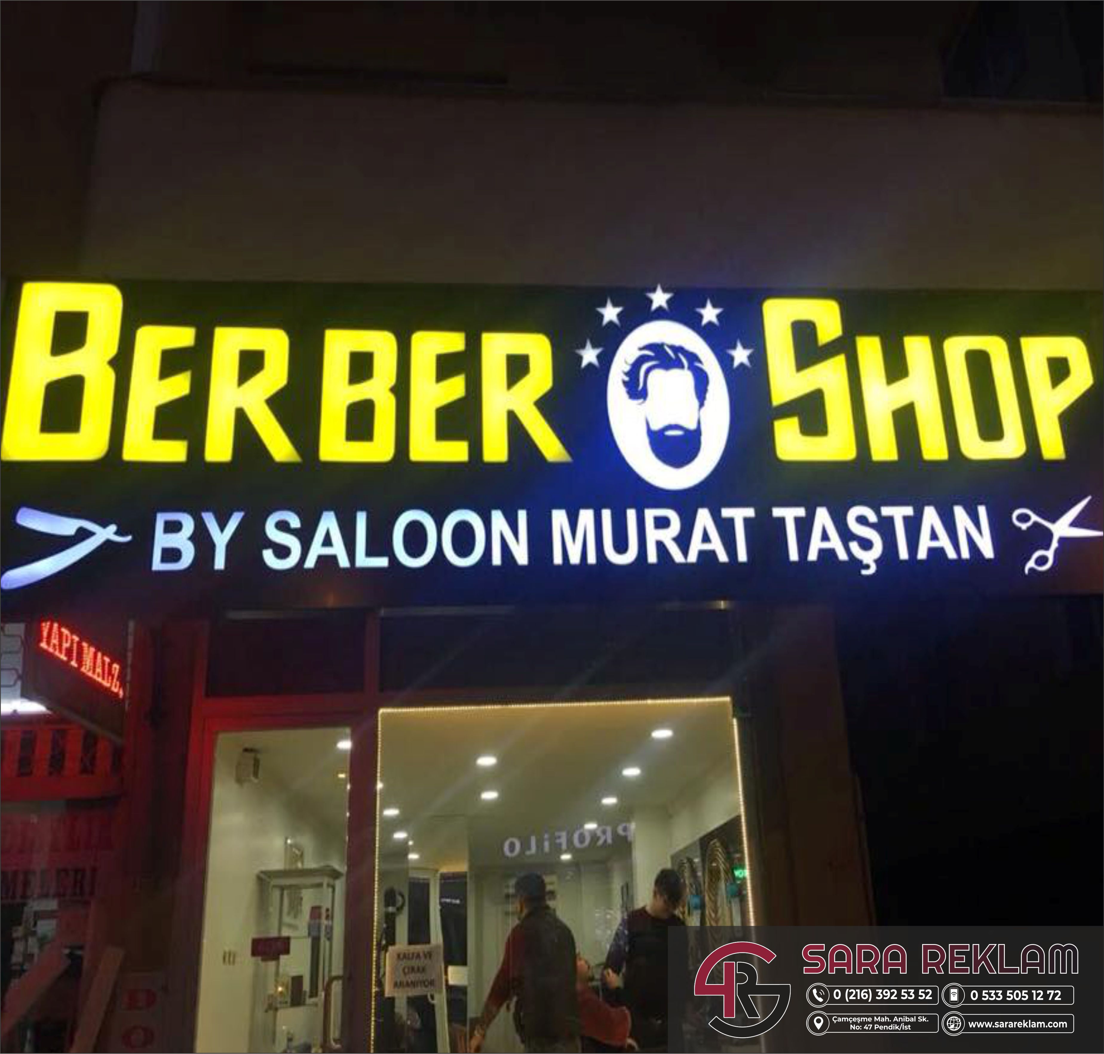  ışıklı tabela berber